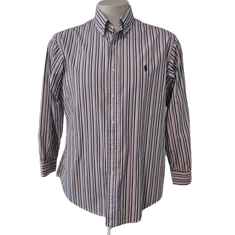 Ralph Lauren Shirt Men's Size 16.5 32/33 Custom Fit Long Sleeve Logo Button Up